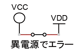 異電源でエラー