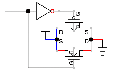 Possible leak.Short only when input is high